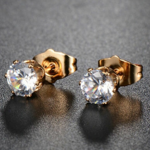 Gold Filled Crystal Stud Earrings - Picture 1 of 5